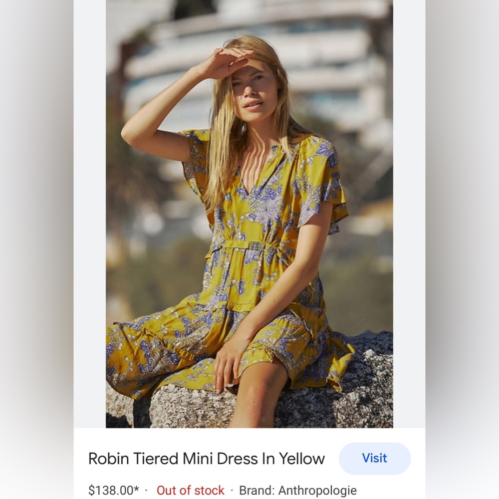 Robin Tiered Mini Dress In Yellow